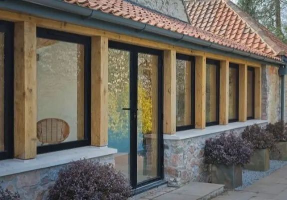 French patio doors with slim aluminium framing and slim aluminium casement windows in a Bristol home refurbishment