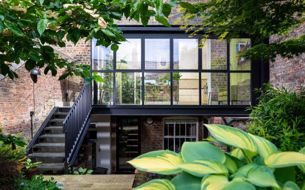 Industrial glazed extension York townhouse