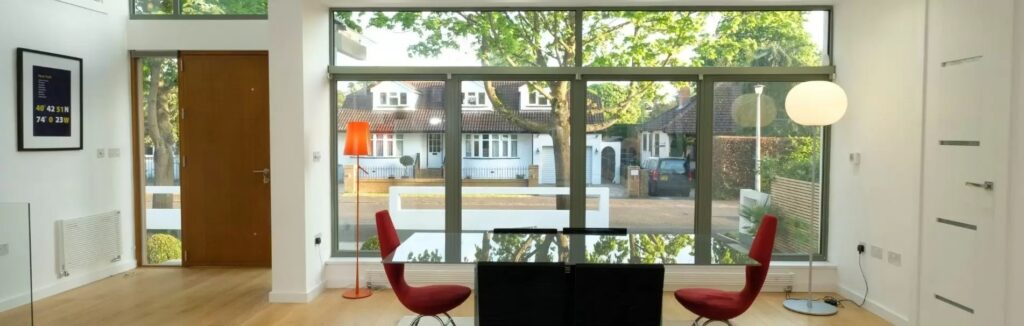 aluminium framed windows with polyester powder coated frames
