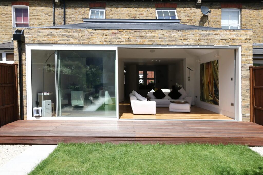external Orchard Road sliding door with a cat flap Sieger Systems scaled