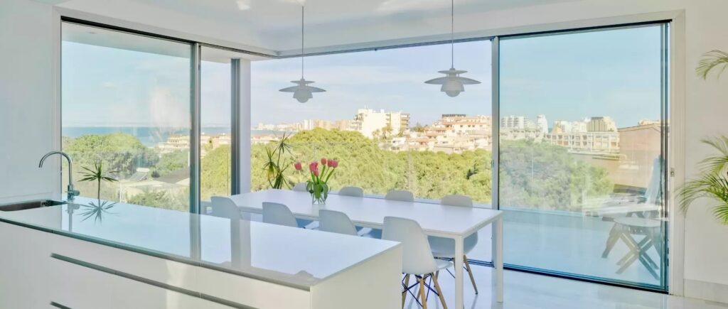 luxury holiday villa slim sliding glass doors minimal glass doors in sea view villa 1