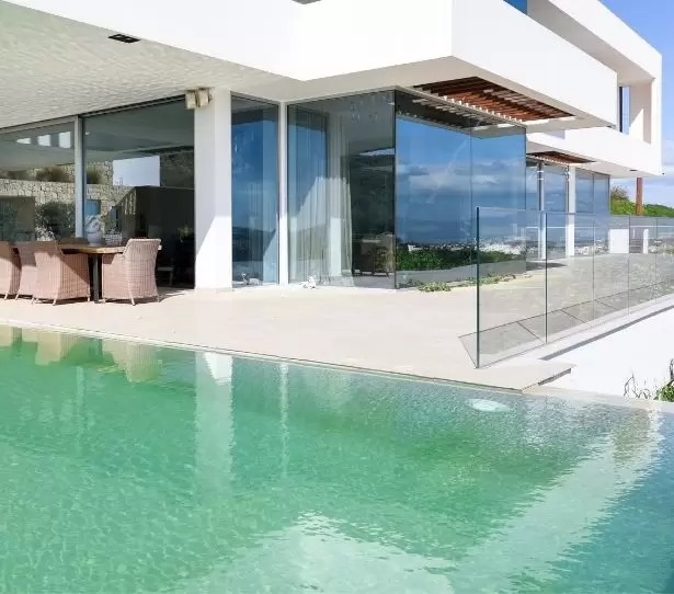 luxury modern villa house design sliding glass doors and frameless glass balustrade 2