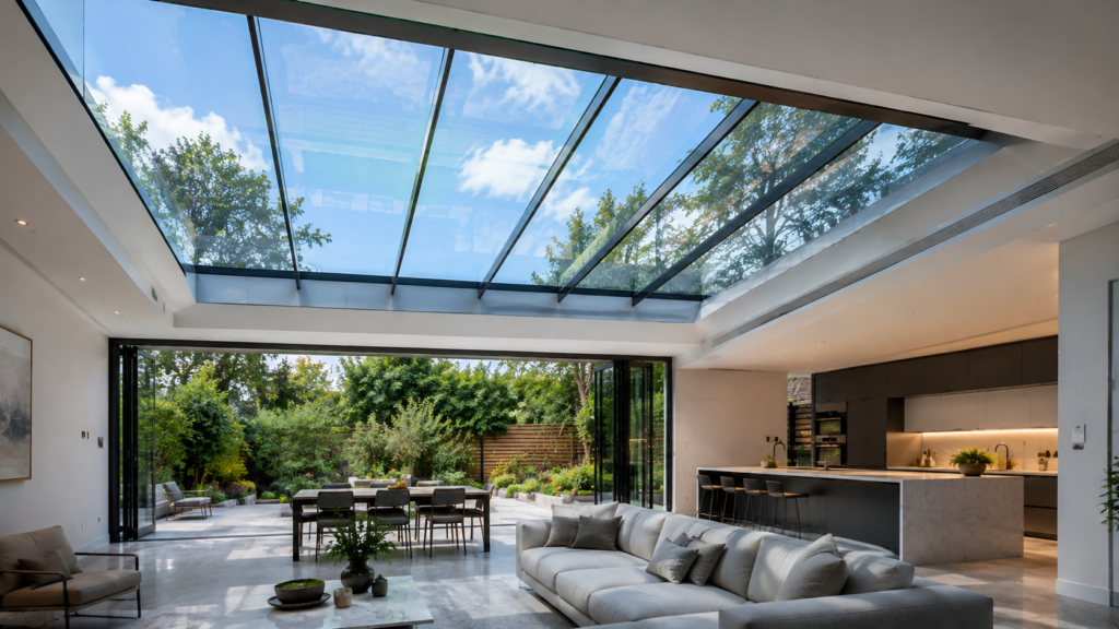 large glass roof for home