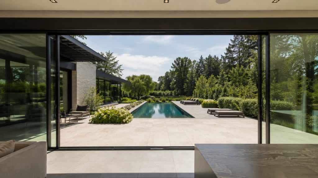 sliding doors looking out to pool
