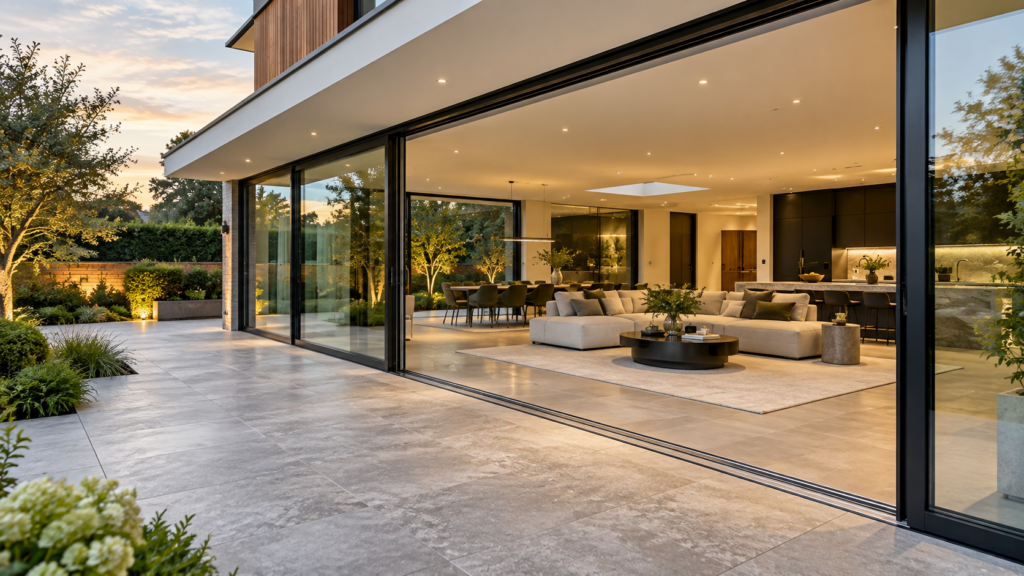 Modern Open Plan Living at Dusk