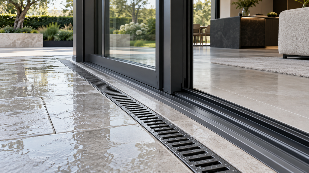 Rain Slicked Modern Glass Threshold
